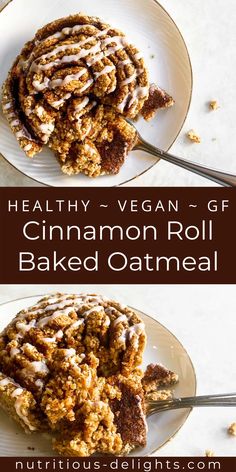 healthy vegan gf cinnamon roll baked oatmeal