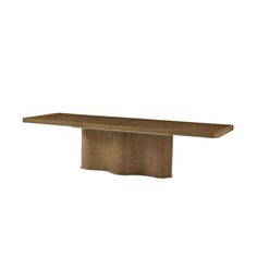 a wooden table with a long shelf on the top and one section missing from it