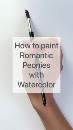 a person writing on a piece of paper with the words how to paint romantic peonies with watercolor