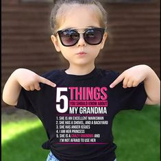 5 Things You Should Know About My Crazy Grandma T-Shirt SIZING - Youth (Size) XS= 2-4 S= 6-8 M= 10-12 L= 14-16 XL= 18-20 5 Things You Should Know About My Crazy Grandma Shirt comes in blue for a boy and pink for a girl design prints with Princess and King versions. Crazy Grandma, My Attitude, Aunt Life, Nana Shirts, Grandma Shirts, Back Off, Niece And Nephew, 5 Things, Future Kids