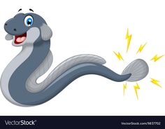 cartoon snake with lightning bolt on white background