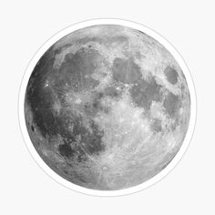 the full moon in black and white sticker