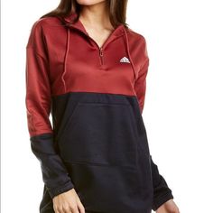 Adidas Womens Hooded Sweat Pullover Top Maroon/Navy Size Xs. New With Tag. Msrp $60 Loose Fit With A Long Length Half-Zip Hooded Sweatshirt Kangaroo Pocket Hit That Snooze Button. Go Ahead And Hit It Again. Because With This Adidas Hoodie, Your Early-Morning Routine Gets Cut Down To Practically Nothing. Just Throw It On, Slip Into Whatever Else Is Feeling Good And Head Out The Door. Bike Shorts? A Skirt? Or Maybe You Really Embrace The Laid-Back Vibe And Go Full Sweat Suit. Either Way, The Long, Adidas Athleisure Workout Sweatshirt, Adidas Athleisure Sweatshirt For Workout, Casual Adidas Activewear For Fall, Adidas Half-zip Sports Top, Adidas Casual Activewear For Fall, Adidas Activewear For Fall, Adidas Hooded Athleisure Top, Adidas Athleisure Hooded Top, Adidas Long Sleeve Sweatshirt For Workout