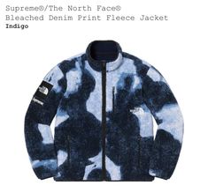 Supreme® x The North Face® Bleached Denim Print Fleece Jacket Size M FW21. Jeans Fleece, North Face Supreme, The North Face Fleece Jacket, Tie Dye Men, Denim Print, The North Face Fleece, North Face Fleece Jacket, Bleached Denim, North Face Fleece