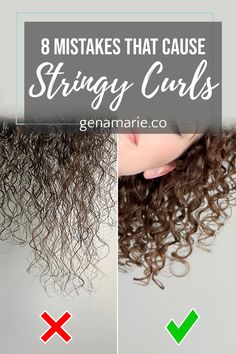 Mistakes that Cause Stringy Curls + How to Get Clumps – Gena Marie Stringy Curly Hair Solutions, How To Avoid Stringy Curls, How To Rejuvenate Curly Hair, How To Break The Cast On Curly Hair, How To Retrain Curly Hair, Retrain Curly Hair, Curl Training Hair Naturally Curly, Second Day Curly Hair Refresh