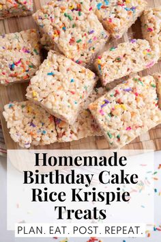 homemade birthday cake rice krispie treats with sprinkles