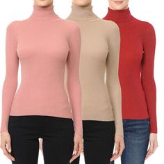 Great shopping ideas for Ambiance TURTLENECK Ribbed LONG SLEEVE FINE-GAUGE SWEATER TOP, New Women's Tops T Shirt Style, Shopping Ideas, Solid Pattern, Fashion Tops, Women's Tops, Womens Clothing Tops, Sweater Top, Shirt Style, Classic T Shirts