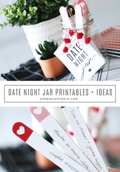 the date night jar printables are perfect for valentine's day