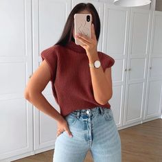 Color: Maroon, Size: S Retro Sleeveless Winter Sweater, Maroon Sweater Aesthetic, Sleeveless Sweater Outfit, Retro Sleeveless Knit Sweater, Maroon Tank Top, Maroon Sweater Cotton, Y2k Outfits Summer, Summer Outfits Y2k, Y2k Dress