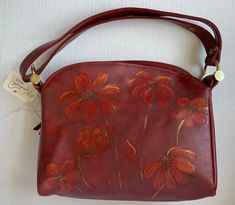 Stunning scarlet every-day handbag, elegant, sophisticated with boho flare, wide adjustable adjustable strap, burst orange poppies with black and gold detail, gold hardware, center comet with super pouch and phone pocket, slim side pockets , career, everyday or evening. Textile Medium, Dress Everyday, Orange Poppies, Orange Poppy, Elegant Sophisticated, Career Woman, Fall Color, Womens Dress, Evening Clutch