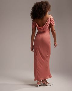 Dresses by ASOS DESIGN Bride approved Cowl neck Cold-shoulder style Tie straps Button placket to reverse Regular fit Cold Shoulder Styles, Denim Shop, Button Placket, Dusty Rose, Color Trends, New Shop, Cowl Neck, Pink Roses, Occasion Wear