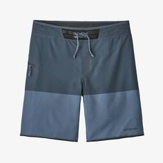 Patagonia Men's Hydrolock Boardshorts - 19" Sporty Nylon Swim Trunks For Surfing, Black 4-way Stretch Swimwear For Surfing, Moisture-wicking Short Swim Trunks For Surfing, Moisture-wicking Four-way Stretch Swimwear For Surfing, Moisture-wicking 4-way Stretch Swimwear For Surfing, Functional 4-way Stretch Swimwear For Outdoor, Patagonia Blue Shorts, Patagonia Blue Short Bottoms, Fitted Moisture-wicking Swim Trunks For Outdoor