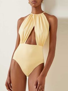 SkuCY-!114860MaterialPolyester StylePadded FeaturePleated , Hollow , Solid Color NecklineRound-neck OccasionVacation , Bohemia , Beach SeasonsSpring , Summer , Autumn TypeOne-piece Swimsuit ColorLIGHT YELLOWSizeS,M,L,XL,2XL Please consult the size chart we provide for this item's measurements to help you decide which size to buy.Please note: There may be 1-3cm differ due to manual measurement.CMINCHCupBustWaistHipsS32C 32D 34A 34B86-9066-7092-96M34C 34D 36A 36B91-9571-7597-101L36C 36D 38A 38B96- Yellow Stretch One-piece Beachwear, Solid Stretch One Piece For Spring, Stretch Solid One-piece For Spring, Fitted Solid One-piece For Spring, Spring Solid Fitted One Piece, Fitted Solid Color One-piece For Spring, Summer Stretch One Piece With Cutout, Fitted One Piece With Cutout Details, Solid Color Fitted One Piece With Cutout