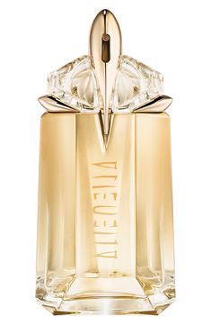 What it is: A warm scent for her in an iconic refillable gem-inspired bottle dressed in a soft golden gradient and accented by metallic gold. Fragrance story: This eau de parfum pairs a divine base of vanilla perfume with jasmine from India, overlaid by a burst of fresh Italian bergamot, creating a radiant floral bouquet fit for a goddess. Style: FloralNotes:- Top: sparkling Italian bergamot- Middle: Indian jasmine- Base: Madagascan vanilla Mugler Alien Goddess, Alien Goddess, Bergamot Essence, Mugler Alien, Bottle Dressing, Thierry Mugler Alien, Feminine Perfume, Willow Smith, Vanilla Perfume