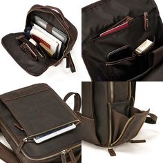 Leather Backpack Men 15 inch Laptop Daypack Full Grain Leather School Bag Men Travel Bag Office School Backpack Gift for Him Gift for Her --------------------------------- Description:-Full Grain Leather-Cotton Lining -It can hold one 15.6'' laptop, A4 document files, books, magazines, umbrella, cosmetic bag, water bottle, clothes, etc.-Length: 31 cm(12.2'') Height: 43 cm(16.9'') Depth: 10 cm(3.9'')-Color: Vintage Brown, Dark Brown --------------------------------- Receiving time = Processing ti Brown Backpack Laptop Bag For Business Trips, Brown Laptop Backpack For Business Trips, Business Backpack With Zipper Pocket, Brown Leather Backpack For Business Trips, Business Backpack With Waxed Finish, Leather Backpack Men, Leather School Backpack, Leather School Bag, A4 Document