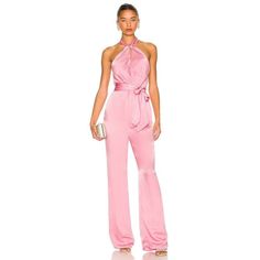 New ! Size S Self: 100% Viscose Lining: 100% Poly Hand Wash Hidden Side Zipper Closure Adjustable Halterneck Styling With Tie Closure Removable Waist Tie Satin Fabric 613 Lovers And Friends Carlita Jumpsuit Rosebloom Satin Tie Belt Pink S Nwt $248 Glamorous Pink Jumpsuits And Rompers, Pink Fitted Jumpsuit For Formal Occasions, Pink Fitted Formal Jumpsuit, Spring Satin Fitted Jumpsuits And Rompers, Glamorous Satin Jumpsuits And Rompers For Spring, Fitted Satin Jumpsuits And Rompers For Spring, Glamorous Spring Satin Jumpsuit, Feminine Evening Jumpsuits And Rompers For Spring, Pink Jumpsuits And Rompers For Date Night