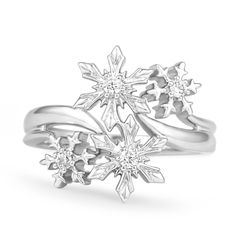 Enchanted Disney Fine Jewelry Sterling Silver with 1/10cttw Diamonds E Elsa Snowflake, Snowflake Ring, Pinterest Jewelry, Snow Wedding, Snowflake Jewelry, Enchanted Disney, Regal Elegance, Enchanted Disney Fine Jewelry, Disney Fine Jewelry