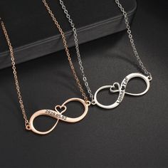 Embrace the timeless bond between mother and child with our Personalized Minimalist Infinity Necklaces. Crafted from durable stainless steel and featuring a waterproof design, these necklaces are a symbol of everlasting love and connection. The minimalist infinity pendant can be personalized with custom engraving, such as names, initials, or a meaningful date, adding a unique touch to this elegant piece of jewelry. Whether it's a Mother's Day gift, a birthday present, or a token of appreciation, Infinity Pendant, Infinity Necklace, Everlasting Love, Engraved Necklace, Mother And Child, Birthday Present, Personalized Products, Stainless Steel Chain, Custom Engraving