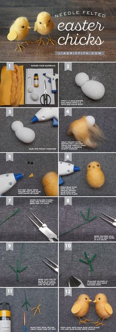 the instructions for how to make an easter chick