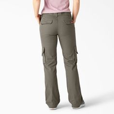 Women's Cargo Pants , Rinsed Green Leaf | Relaxed, Straight | Dickies Cotton Full-length Cargo Pants For Work, Cotton Work Pants With Flap Pockets, Cotton Straight Leg Work Pants With Flap Pockets, Khaki Workwear Pants With Flap Pockets, Khaki Pants With Flap Pockets For Workwear, Full-length Cargo Work Pants, Khaki Work Pants With Pockets, Full Length Work Pants With Cargo Pockets, Khaki Work Pants With Pockets For Workwear