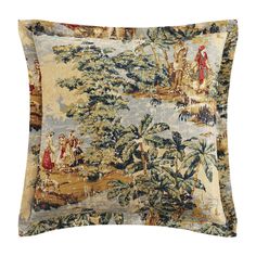 Provence Washed Linen Euro Sham English Cottage Interiors, Toile Design, Country Bedding, Toile Pattern, Vintage Pillow Covers, Rustic Bedding, Quilted Duvet Cover, Leather Pillow, Euro Pillow Shams