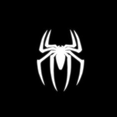 the white spider - man logo is shown on a black background, and it appears to be glowing