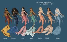 the seven mermaids of tintinton, from disney's little mermaid movie