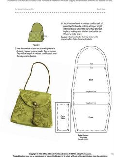 an image of a handbag with instructions to make it in the shape of a purse