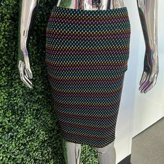 Multi Colored Pencil Skirt With Elastic Design Very Comfortable Matching Top Also In Closet Fitted Multicolor Mini Bottoms, Multicolor Stretch Pencil Skirt, Multicolor Relaxed Pencil Skirt, Casual Multicolor Lined Pencil Skirt, Casual Multicolor Pencil Skirt, Chic Multicolor Stretch Skirt, Multicolor Stretch Skirt With Lining, Stretch Multicolor Skirt With Lining, Multicolor Stretch Midi Skirt