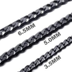 5 mm Stainless Steel Men Necklace Chain 14-40" inches, Black, 5mm      Including one velvet bag     Color: Black     Width: 5mm(0.2") Length: 20"(50.8cm) - 40 inch      Material: Stainless Steel       Why choose Stainless Steel Jewelry?  Stainless Steel jewelry does not tarnish and oxidize, which can last longer than other jewelries. It is able to endure a lot of wear and tear. And it is amazingly hypoallergenic. Such advantages make it a more popular accessory.   Why need Stainless Steel Jewelry?  High quality stainless steel has high resistance to rust, corrosion and tarnishing, which requires minimal maintenance. Stainless steel is one of the most bio-compatible metals, so stainless steel jewelry is amazingly hypoallergenic because of its anti-allergic properties. As one of the stronges Black Stainless Steel Necklace, Real Gold Necklace, Necklaces For Men, Stainless Steel Chain Necklace, Mens Chain Necklace, Chains Necklaces, Metal Chain Link, Cuban Link Chain, Men's Necklace