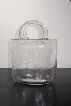 a clear bag sitting on top of a table