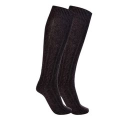 Love Sock Company women's cable knit knee high long boot socks dark grey made with 90% Organic Cotton, 9% polyamide, 1% elastane and 100% LOVE. Pair these super soft and cozy organic cotton Boot Socks with tall or short boots for peeking out with jeans, leggings, skirts, dresses or just lounging around. Makes a great bridesmaid gift! Socks are approximately 24 inches long from toe to top and stretch to 16" max circumference. One size fits most, from teens to women's shoe size 5-10. Recommended C Black Knee-high Winter Socks, Black Cotton Knee-high Socks For Fall, Fitted Cotton Knee-high Winter Socks, Socks For Boots, Black Cotton Knee-high Socks For Winter, Comfortable Cotton Knee-high Socks, Black Knee High Socks, Winter Stockings, Knit Boot Socks