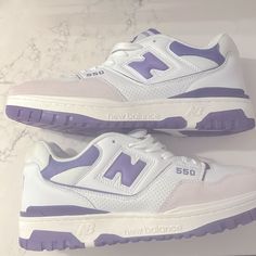 New Balance 550 White Purple Sneakers Size 11. Never Worn. No Original Box. New With Tags Lavender Tennis Shoes, Shoe Wishlist New Balance, New Balance Colorful Shoes, White And Purple Shoes, New Balance Shoes Purple, New Balance 550 Purple, New Balance Fits, Converse Lavender, New Balance Shoes 550