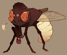 a drawing of a fly with its eyes closed