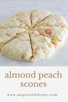 almond peach scones with text overlay