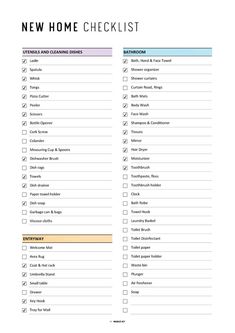 a printable new home checklist