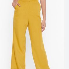 Nwt Wide Leg Pants, Trouser Pants Mustard Color Great For Fall Wide Leg Dress Pants Zipper Closure In The Back Nwt Excellent Condition Us Size 4, Uk Size 8 Yellow Ankle-length Pants With Pockets, Yellow Straight Pants With Pockets, Yellow Wide-leg Workwear Bottoms, Ankle-length Yellow Pants With Pockets, Yellow Wide-leg Pants For Work, Yellow Wide-leg Workwear Pants, Mustard High-waist Bottoms For Work, Mustard High Waist Bottoms For Workwear, High Waist Mustard Bottoms For Work