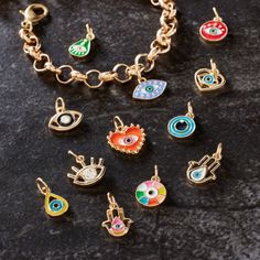 Find the Evil Eye Charm Mix by Bead Landing™ at Michaels. This fun set of charms from Bead Landing will add a playful touch to your accessory creations. With an assortment of evil eye designs, these charms are great on their own filling out a chain bracelet or paired with complimentary stones and beads to make cute dangly earrings. This fun set of charms from Bead Landing will add a playful touch to your accessory creations. With an assortment of evil eye designs, these charms are great on their Eye Designs, Bead Landing, Evil Eye Design, The Evil Eye, Evil Eye Charm, Dangly Earrings, Evil Eye, Chain Bracelet, Charms