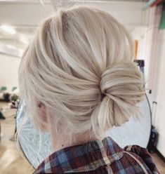 Low Knot Updo For Blonde Hair Knot Updo, Up Dos For Medium Hair, Frontal Hairstyles, Updos For Medium Length Hair, Hair Dos, Messy Bun, Hair Updos