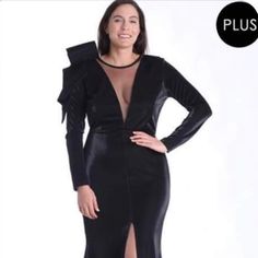 Plus Size Black Dress To Wear At Any Ball Or Special Event Black Evening Dress For Fall Gala, Sleek Long Sleeve Evening Dress For Party, Black Evening Dress For Night Out In Fall, Black Christmas Dress, Plus Size Black Dress, Plus Size Black Dresses, Plus Size Black, Black Christmas, Christmas Dress