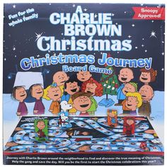 a charlie brown christmas board game is shown in front of an advertisement for the peanuts movie