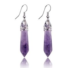 PRICES MAY VARY. Our natural purple amethyst crystal stone are hang on Hypoallergenic silver plated hooks. our jewelry is lead free and nickel free Measurement: The genuine stone is 36mm in length, Each piece of jewelry is carefully packaged to ensure safety, best choice for girlfriend, mom on valentine's day, Mother's day Material: This fashion crystal dangle earrings are made of natural amethyst quartz, lightweight and easy to wear for women girls daily wear Chakra Stone: People believe that a White Flower Earring, Unicorn Earrings, Crystal Chakra, Seashell Earrings, Amethyst Healing, Silver Bling, Long Tassel Earrings, Retro Earring, Crystal Dangle Earrings