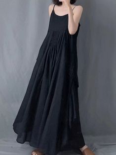 Style: Casual, Daily, Vacation Color: White, Black Material: Cotton Blends Fit Type: Loose Fit Length: Maxi Dress Neckline: Scoop Neck Pattern Type: Solid Details: Pleated, Irregular, Layered SIZE CHART Size Bust Length CM INCH CM INCH M 98 38.5 108 42.4 L 102 40.1 109 42.8 XL 106 41.7 110 43.2 2XL 110 43.2 111 43.6 *This data was obtained from manually measuring the product, it may be off by 2-3 CM. *1 cm=0.393 inch, 1 inch=2.54 cm Fashion Outfits Casual, Maxi Dress Sleeveless, Necklines For Dresses, Dress Sleeveless, Neck Pattern, Summer Tops, Cotton Tops, Long Tops, Short Tops