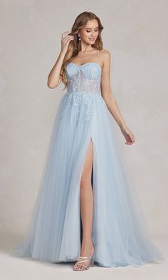 Corset-Bodice Long Pastel Prom Dress Ice Blue / 00 Pastel Prom Dress, Pastel Blue Dress, Matric Dress, Special Ocassion Dresses, Prom Ball Gown, Embroidered Bodice, Guest Attire, Wedding Attire Guest, Winter Formal