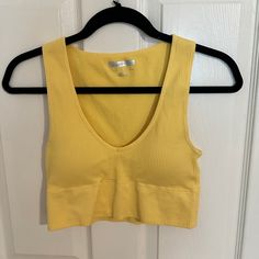 New Without Tags Forever 21 Ribbed Crop Top With Padded Inserts. Forever 21 Stretch Crop Tank Top, Forever 21 Casual V-neck Tank Top, Forever 21 Stretch Crop Top For Day Out, Yellow Crop Top, Butter Yellow, Ribbed Crop Top, New School Year, New School, Forever 21 Tops