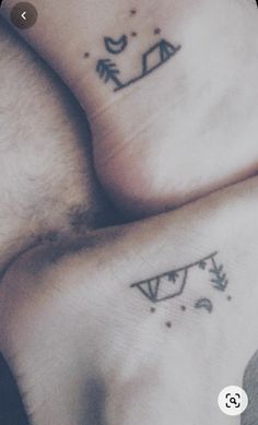 two people with matching tattoos on their feet