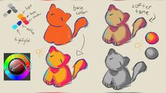 an image of some cartoon cats with different colors