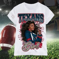 Empower your game day style with our exclusive NFL t-shirts designed for fierce females! Celebrate your love for football while flaunting a trendy and comfortable look that's perfect for cheering on your favorite team. Stand out in the crowd and show off your team spirit with these chic and sporty tees. Game on, ladies! #NFLFashion" Sporty T-shirt For Football Season Fan Events, Football Season Cheerleading Fan Apparel T-shirt, Sporty T-shirt For Football Season Cheerleading, Sports Fan T-shirt For Football Season Cheerleading, Team-colored Graphic Print T-shirt, Football Season Team Spirit T-shirt, Nfl T Shirts, Game Time, Game On