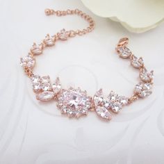 Rose Gold bracelet Bridal bracelet Wedding by TheExquisiteBride Adjustable Rose Gold Charm Bracelet For Wedding, Elegant Rose Gold Charm Bracelet For Wedding, Rose Gold Bangle Bracelet For Wedding, Rose Gold Cubic Zirconia Bracelet For Weddings, Delicate Rose Gold Charm Bracelet For Wedding, Adjustable Gold Bracelet With Cubic Zirconia For Wedding, Rose Gold Cubic Zirconia Wedding Bracelet, Wedding Rose Gold Bracelet With Cubic Zirconia, Delicate Rose Gold Bracelet For Wedding