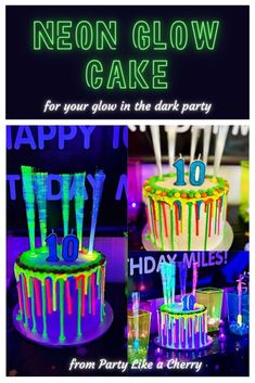 neon glow cake for your glow in the dark party